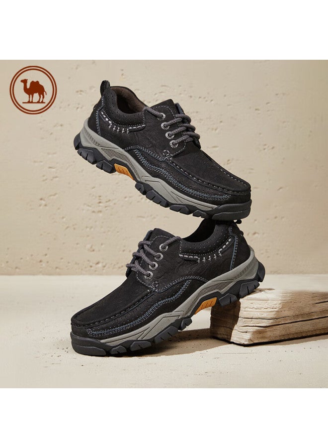 CAMELJEANS Camel Men's Casual Sports Shoes Retro Cowhide Work Shoes Thick-soled Fashion All-match P14a307615 Black Size 40 - Image 2
