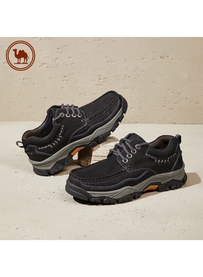 CAMELJEANS Camel Men's Casual Sports Shoes Retro Cowhide Work Shoes Thick-soled Fashion All-match P14a307615 Black Size 40 - Image 1