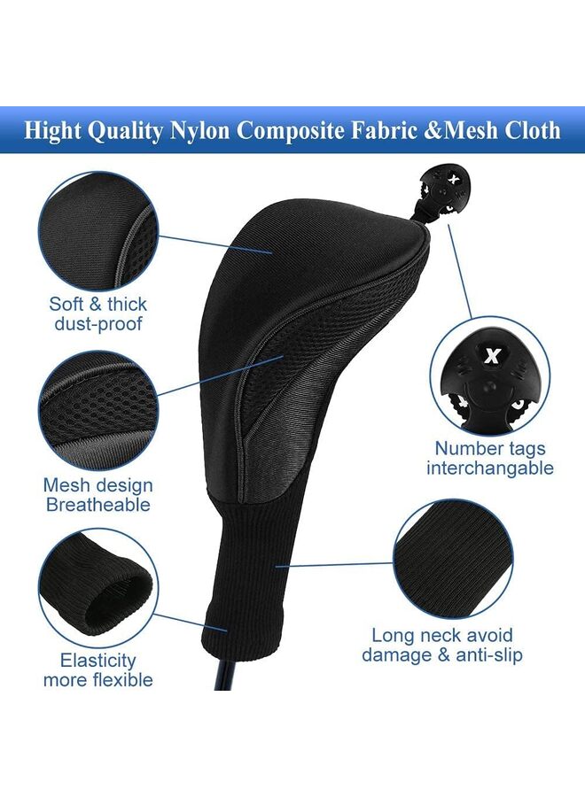 LAMAY 3 pcs Golf Club Head Covers for Fairway Woods Driver Hybrids 3 Pieces Long Neck Mesh Sports Fan Golf Club/A - Image 3