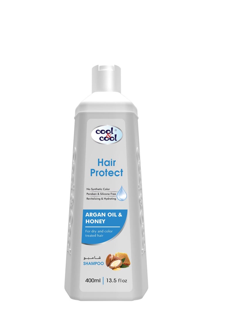 كول اند كول شامبو حماية الشعر 400 مل، بزيت الأرغان والعسل، للشعر الجاف والمُعالج بالألوان، خالي من البارابين والكبريتات، للرجال والنساء