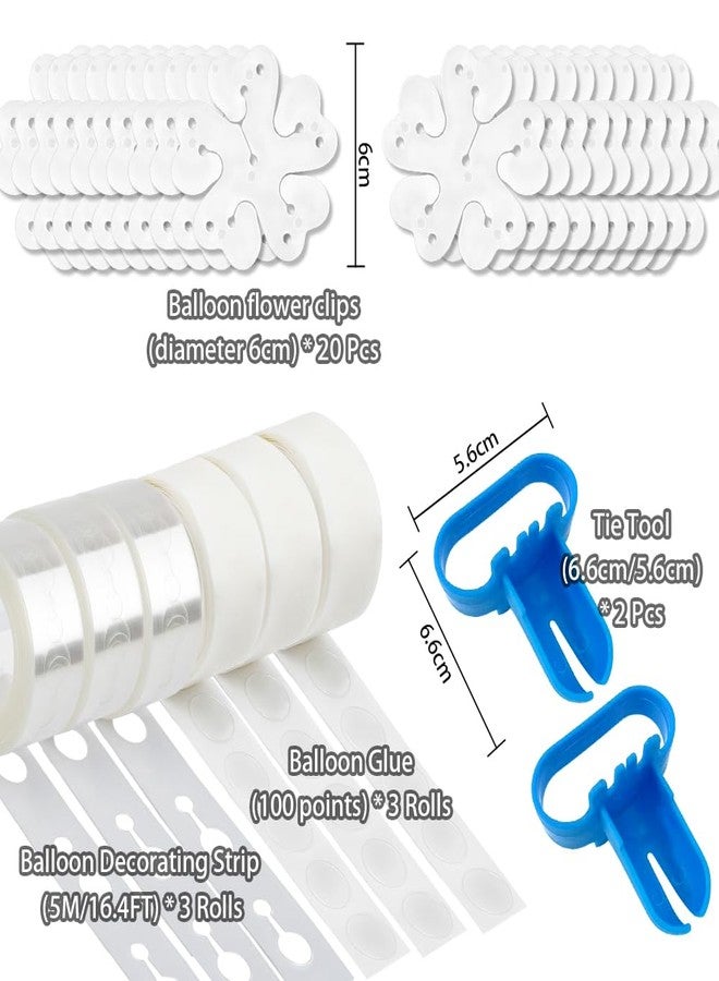 MDOZQ Balloon Arch Kit 20pcs Balloon Flower Clips & 2pcs Balloon Tying Tool & 49.2ft Balloon Tape Strip & 300 Balloon Glue Points For Party Graduation Wedding Birthday Baby Shower - Image 2