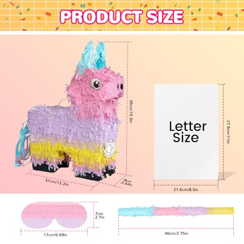 TRENDBOX Piata Set for Kids Party Full Party Game Kit with Hitting Stick Blindfold Confetti Filler Perfect for Birthday Party Decorations for Boys and Girls Pop Pop Pinata Macaron colors - Image 5