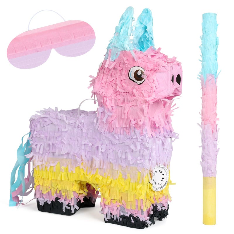 TRENDBOX Piata Set for Kids Party Full Party Game Kit with Hitting Stick Blindfold Confetti Filler Perfect for Birthday Party Decorations for Boys and Girls Pop Pop Pinata Macaron colors - Image 3