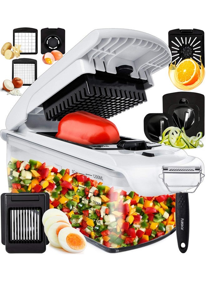Fullstar Fullstar Vegetable Chopper and Spiralizer - Food Chopper with Container, Fruit Slicer, Kitchen Gadgets & Accessories, Home Essentials (9 in 1, White)  - Image 1