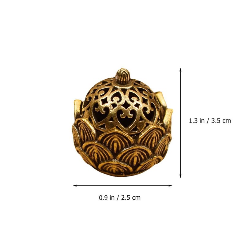 حامل البخور النحاسي العتيق على شكل لوتس مع غطاء لعطر المنزل والتأمل - Image 3