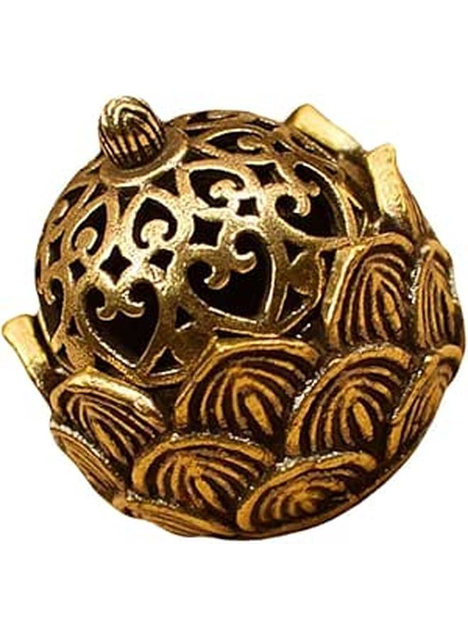 حامل البخور النحاسي العتيق على شكل لوتس مع غطاء لعطر المنزل والتأمل - Image 1
