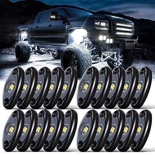 LEDMIRCY White Rock Lights,LEDMIRCY High Power Underbody Pure White LED Rock Lights for UTV Trucks Off Road RZR Auto Car Boat ATV SUV Waterproof High Power Neon Trail Rig Light Shockproof Pack of 20 - Image 1