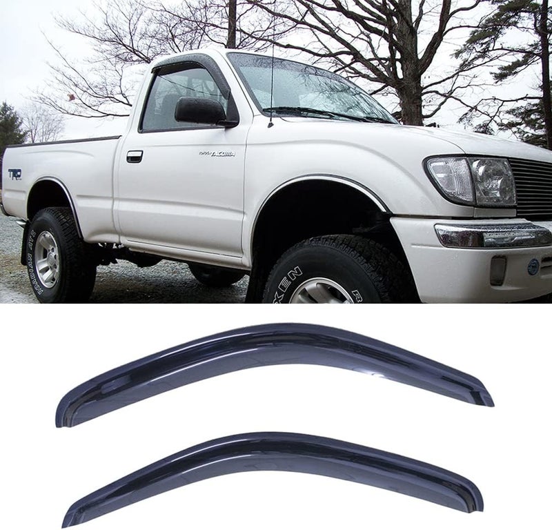 Kucaruce 92925 Side Window Wind Deflector for 1995-2004 Toyota Tacoma - 2pcs Outside Mount Tape-On Sun Rain Guards - Image 1