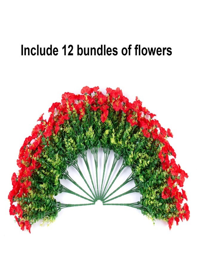 HyeFlora Artificial Faux Outdoor Flowers Plants for Spring Summer Outside Porch Decoration, 12 Bundles Fake Silk Morning Glory UV Resistant Look Real for Front Door Patio Yard Window Box - Image 5
