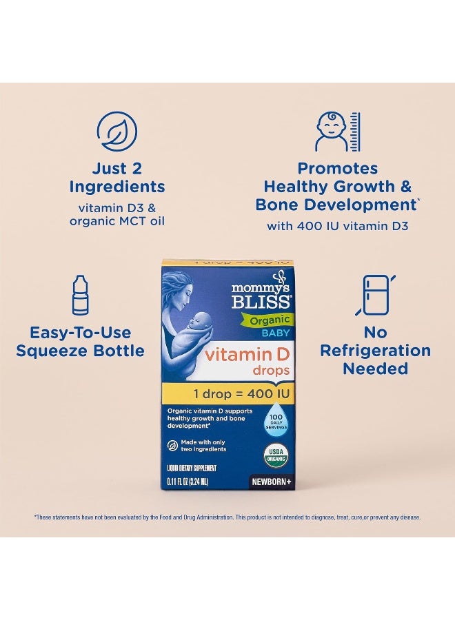 Mommy's Bliss قطرات فيتامين د العضوية للأطفال حديثي الولادة + 0.11 أونصة سائلة 3.24 - Image 4