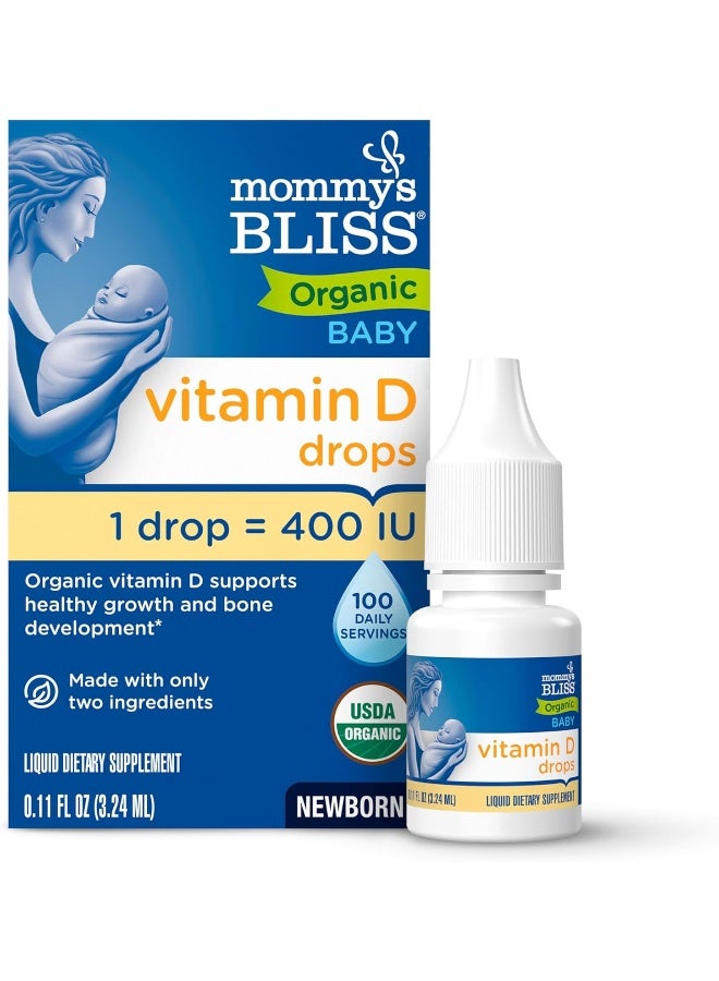 Mommy's Bliss قطرات فيتامين د العضوية للأطفال حديثي الولادة + 0.11 أونصة سائلة 3.24 - Image 1