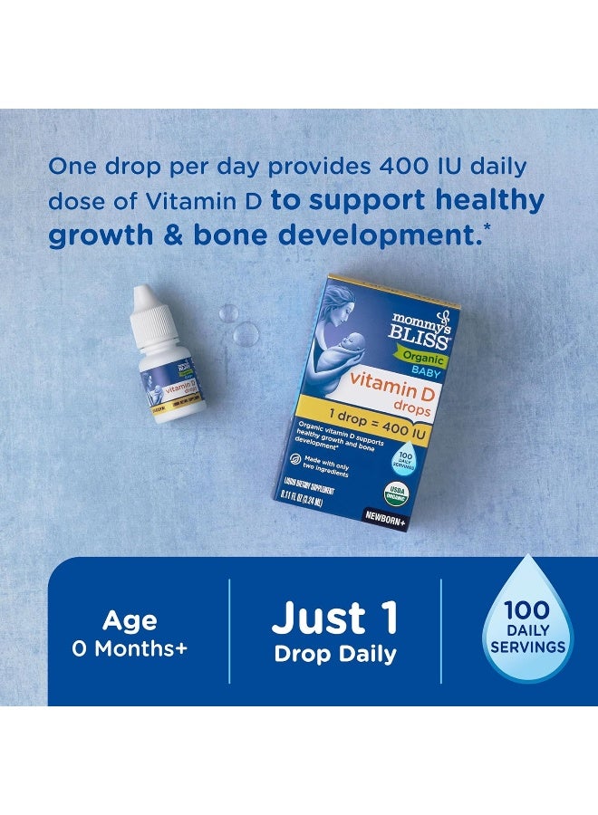Mommy's Bliss قطرات فيتامين د العضوية للأطفال حديثي الولادة + 0.11 أونصة سائلة 3.24 - Image 3