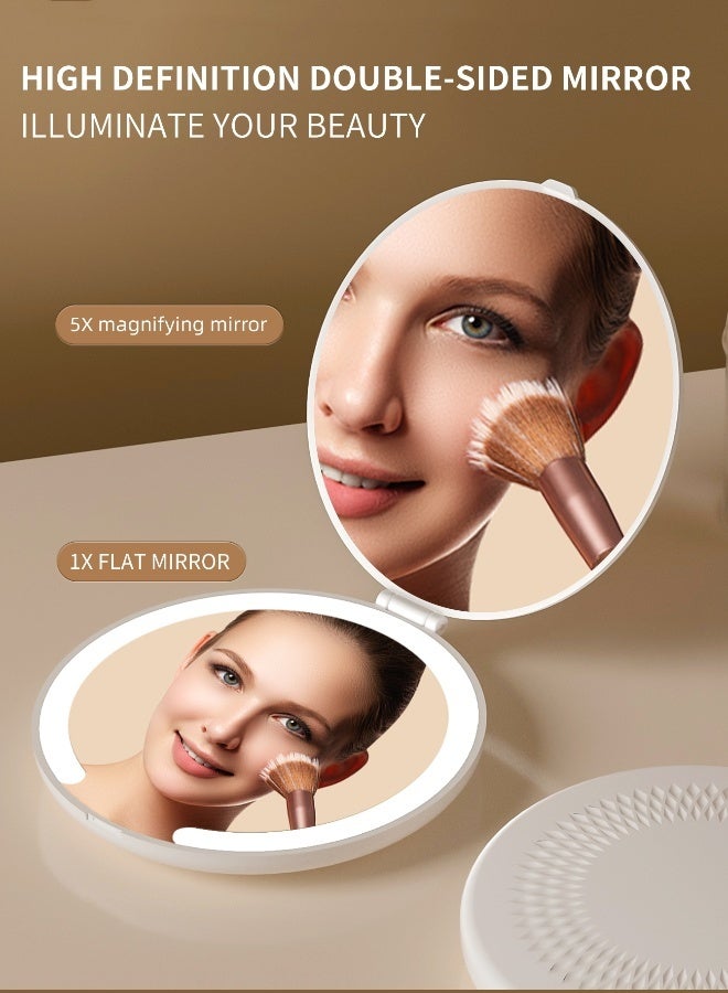 مرآة مكياج LED محمولة قابلة للطي مرآة قابلة للطي مرآة محمولة تعمل باللمس مرآة صغيرة قابلة لإعادة الشحن - Image 4