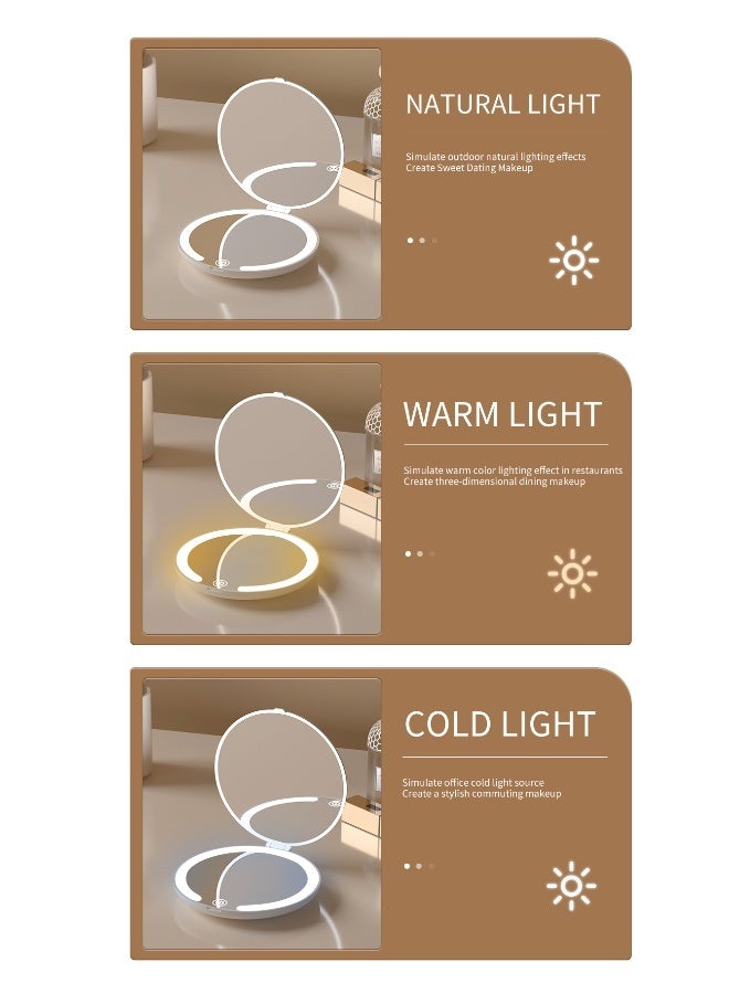 مرآة مكياج LED محمولة قابلة للطي مرآة قابلة للطي مرآة محمولة تعمل باللمس مرآة صغيرة قابلة لإعادة الشحن - Image 5