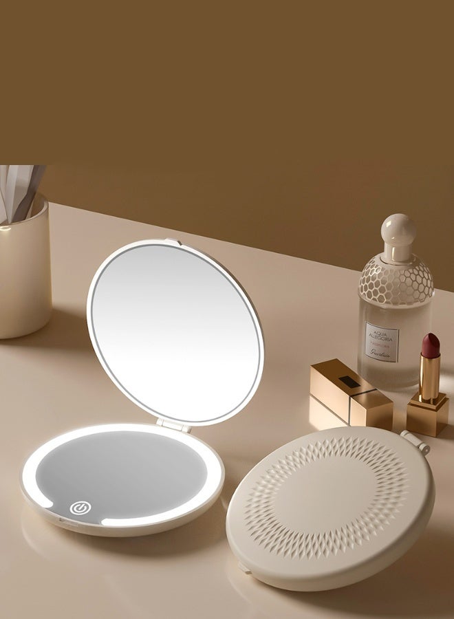 مرآة مكياج LED محمولة قابلة للطي مرآة قابلة للطي مرآة محمولة تعمل باللمس مرآة صغيرة قابلة لإعادة الشحن - Image 1