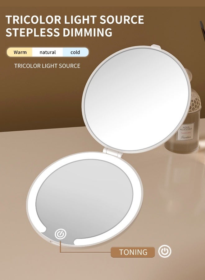 مرآة مكياج LED محمولة قابلة للطي مرآة قابلة للطي مرآة محمولة تعمل باللمس مرآة صغيرة قابلة لإعادة الشحن - Image 3