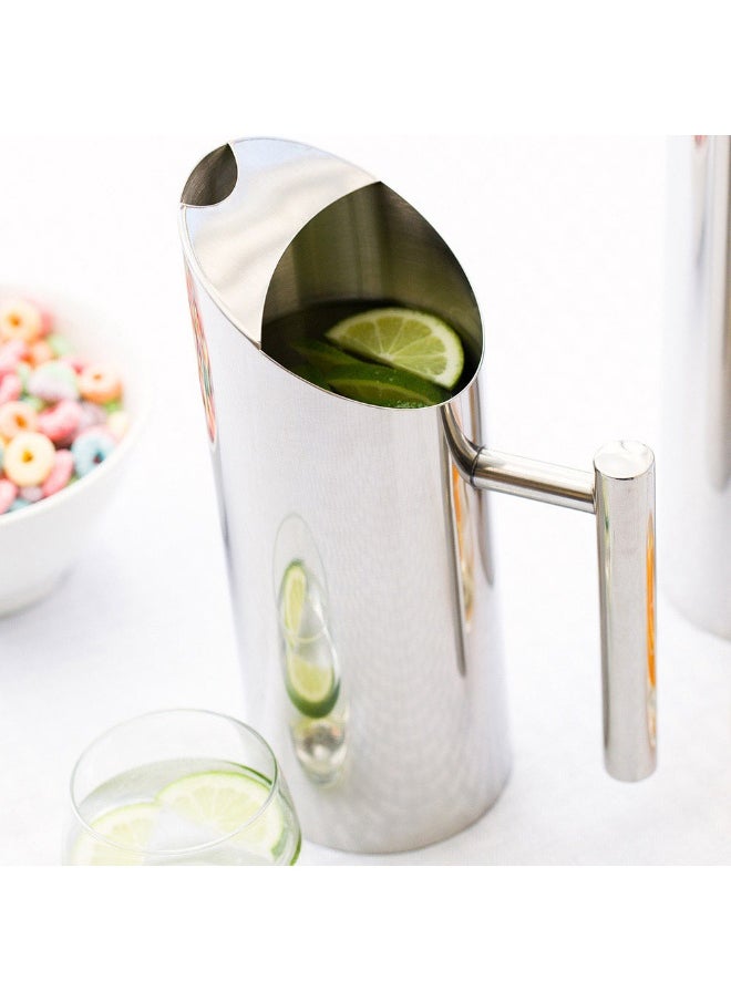 Restaurantware Met Lux 33 Ounce Modern Water Pitcher, 1 Dent-Resistant Metal Drink Pitcher - With Ice Guard, Built-In Handle, Polished Stainless Steel Water Serving Pitcher, For Water Or Iced Tea,  - Image 3