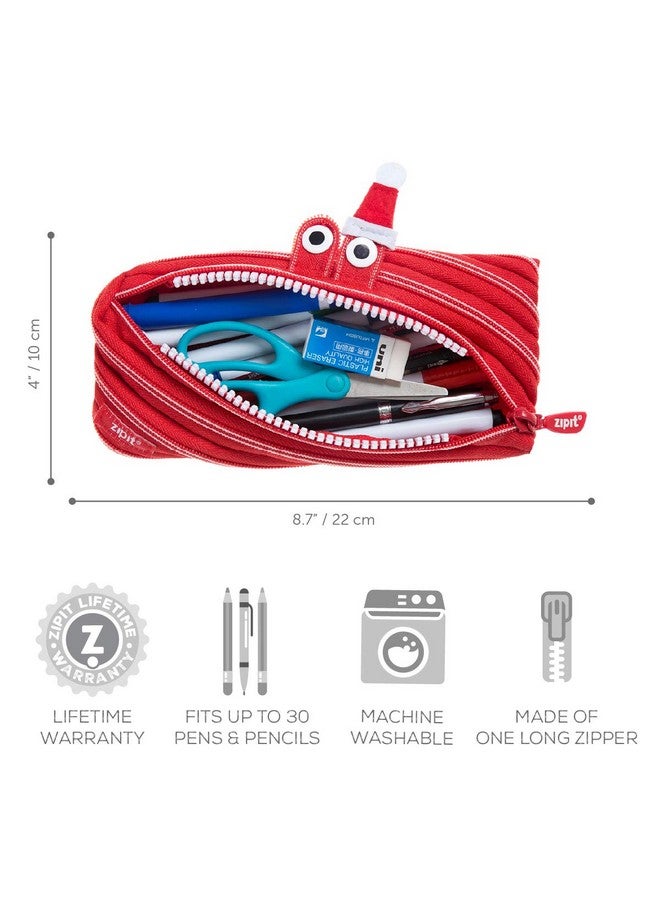 زيبيت حقيبة هدايا من البوليستر على شكل وحش عيد الميلاد، باللون الأحمر - Image 3