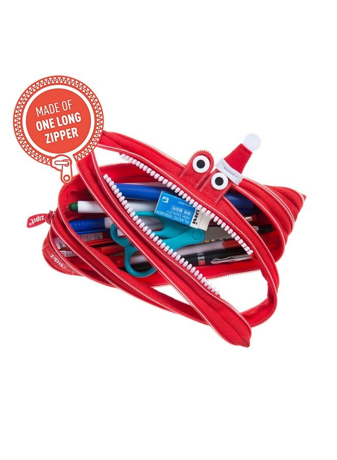 زيبيت حقيبة هدايا من البوليستر على شكل وحش عيد الميلاد، باللون الأحمر - Image 2