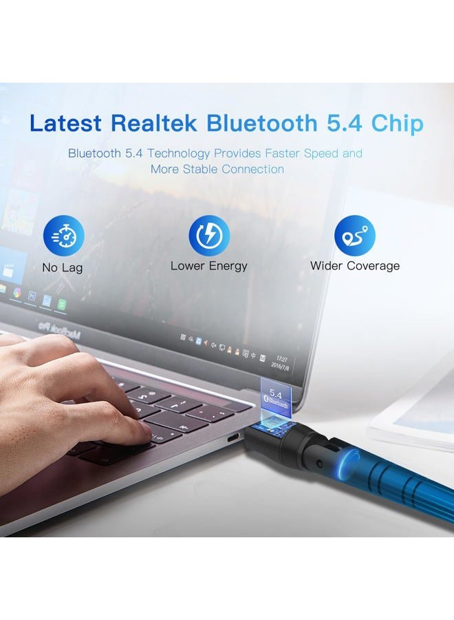 Krisnorey Long Range Upgraded Bluetooth 5.4 Adapter for PC, 5dBi High Gain Wireless USB Dongle for Windows 11/10/8.1/7 Laptop Linux Desktop, Plug & Pair Keyboard Mice Headphone Speaker Game Controller - Image 3