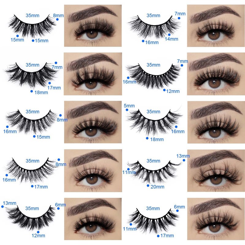 FARRED Wholesale Fluffy Dramatic Bulk Lashes Mix 10 Styles 10 Pairs Pack Individual Box 10-18mm Volume Faux Mink Eyelash Thick 8D Fake Lash Short Natural Look Eyelashes (style i-10 pairs) - Image 3