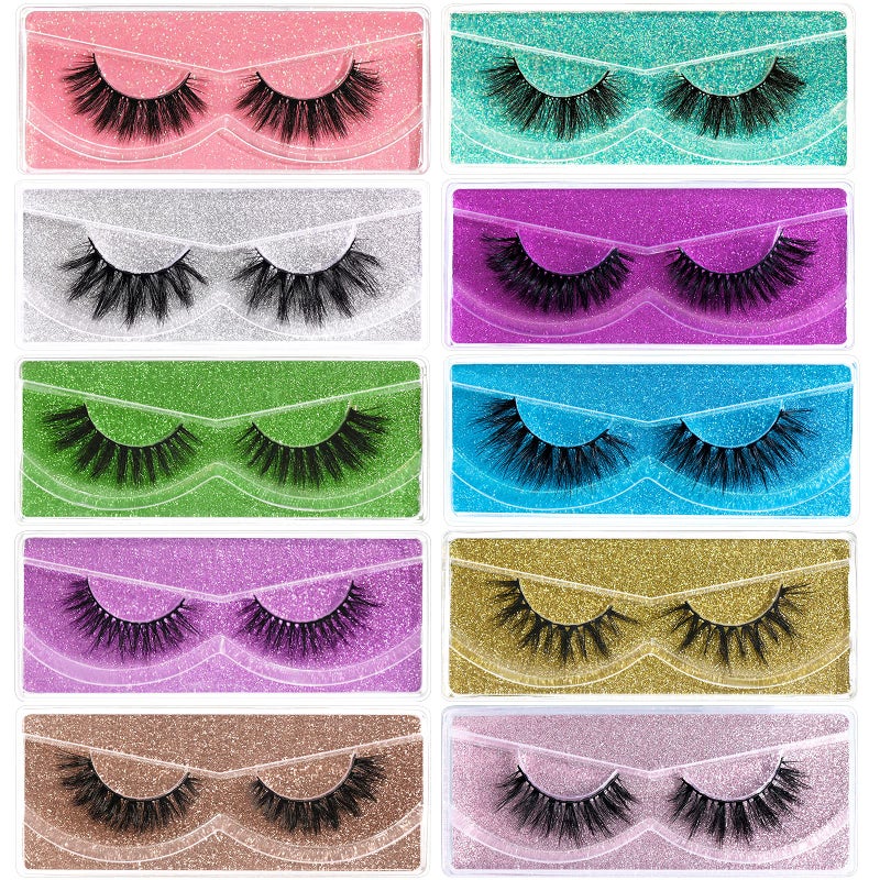 FARRED Wholesale Fluffy Dramatic Bulk Lashes Mix 10 Styles 10 Pairs Pack Individual Box 10-18mm Volume Faux Mink Eyelash Thick 8D Fake Lash Short Natural Look Eyelashes (style i-10 pairs) - Image 1