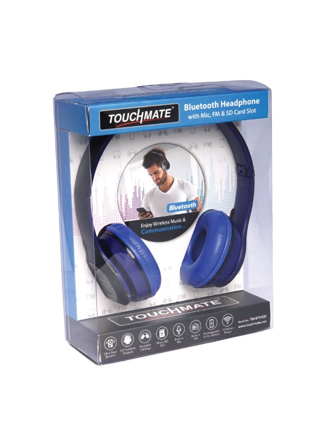 TOUCHMATE Wireless Over-Ear Headphones With Mic Blue - Image 3