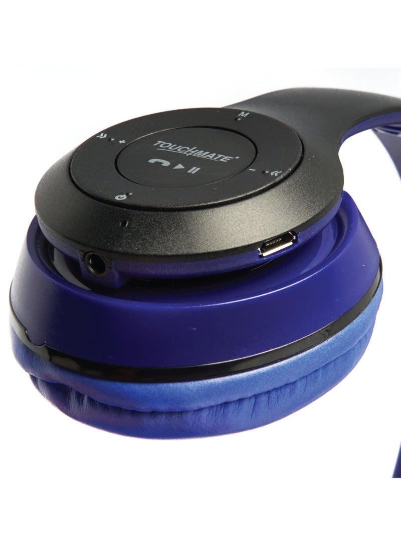 TOUCHMATE Wireless Over-Ear Headphones With Mic Blue - Image 2