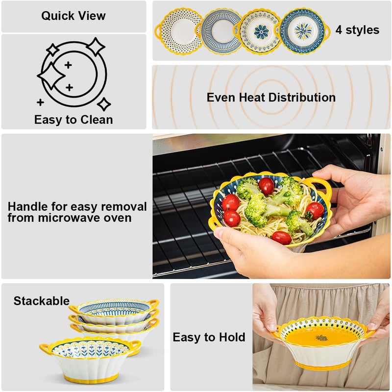 Yeacccng Soup Bowls with Handles, 20 Oz French Onion Soup Bowls Set of 4, Ceramic Soup Bowl for Kitchen, Oven/Microwave Bowls, 6.5 Inch Ceramic Soup Crocks, Cute Bowls, Scratch-Resistant, Lead-Free - Image 3