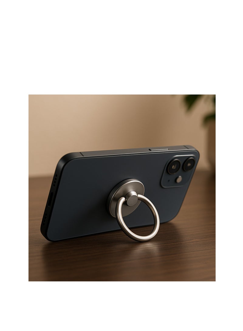 Magnetic Metal Ring Holder For iPhone Stylish And Secure Finger Grip Stand Compatible With iPhone 12 13 14 15 16 Series Pro Pro Max Mini Easy To Attach Holder Made For MagSafe Accessory Silver - Image 3