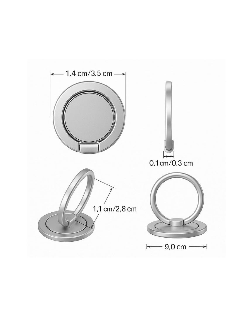 Magnetic Metal Ring Holder For iPhone Stylish And Secure Finger Grip Stand Compatible With iPhone 12 13 14 15 16 Series Pro Pro Max Mini Easy To Attach Holder Made For MagSafe Accessory Silver - Image 4