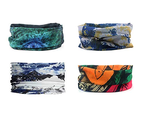 NEWorld Synthetic Multi-functional Reuseable Bandanas/Face Mask for Bikers (Multicolour, Without Valve, Pack of 4) for Unisex - Image 1