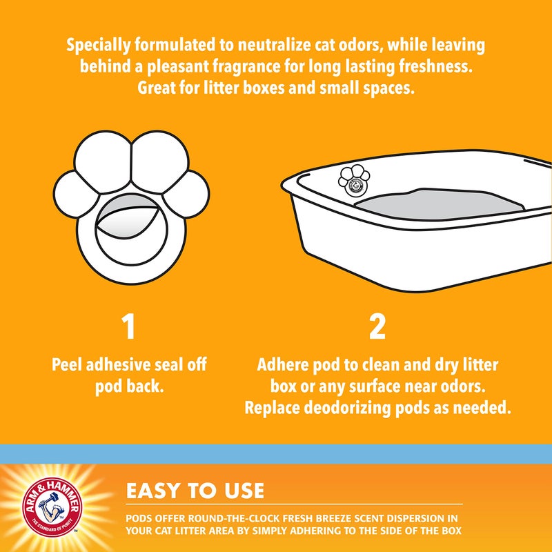 Arm & Hammer Pets Cat Litter Box Deodorizing Pods 2 pods, Fresh Breeze Scent | 2 Cat Litter Box Deodorizer from Arm and Hammer | Combats Cat Odors | 2 Adhesive Devices - Image 4