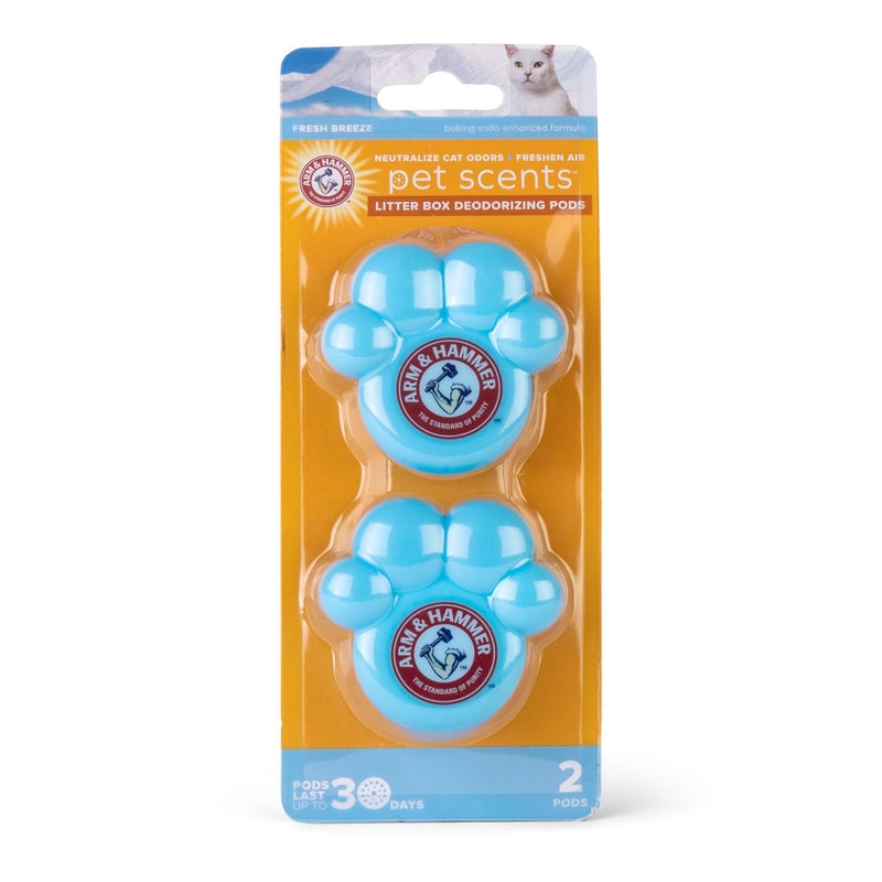 Arm & Hammer Pets Cat Litter Box Deodorizing Pods 2 pods, Fresh Breeze Scent | 2 Cat Litter Box Deodorizer from Arm and Hammer | Combats Cat Odors | 2 Adhesive Devices - Image 1