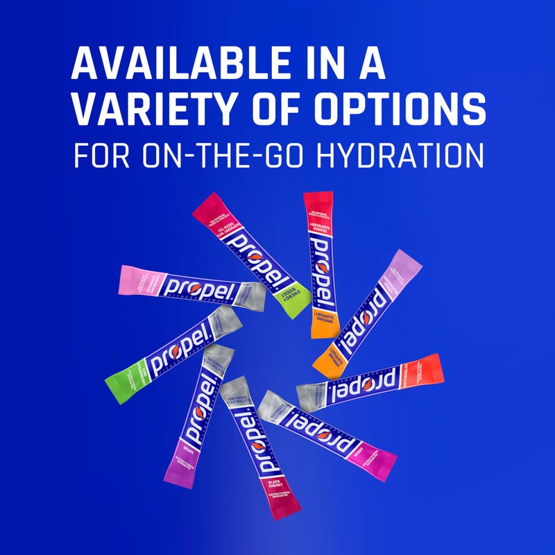 Propel Electrolyte Enhanced Water Drink Mix Powder Packets, Black Cherry, Zero Calorie & Zero Sugar Hydration with Electrolytes and Vitamins C & E (120 Packets) - Image 5