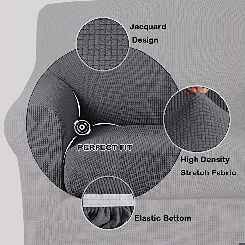 Turquoize 2 Piece Chair Covers Chair Slipcovers for Living Room Armchair Sofa Covers Chair Couch Cover with Arms Washable Furniture Protector for Chairs Feature Thick Fabric (Chair,Charcoal Gray) - Image 3