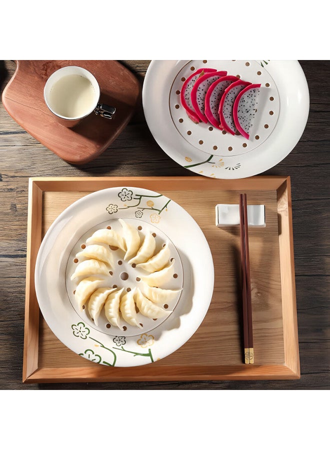 Star Square Xingfang Dumpling Plate, Round Draining Double-layer Plate For Home Use, Melamine Food-grade - Image 3