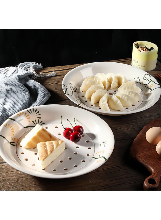 Star Square Xingfang Dumpling Plate, Round Draining Double-layer Plate For Home Use, Melamine Food-grade - Image 2