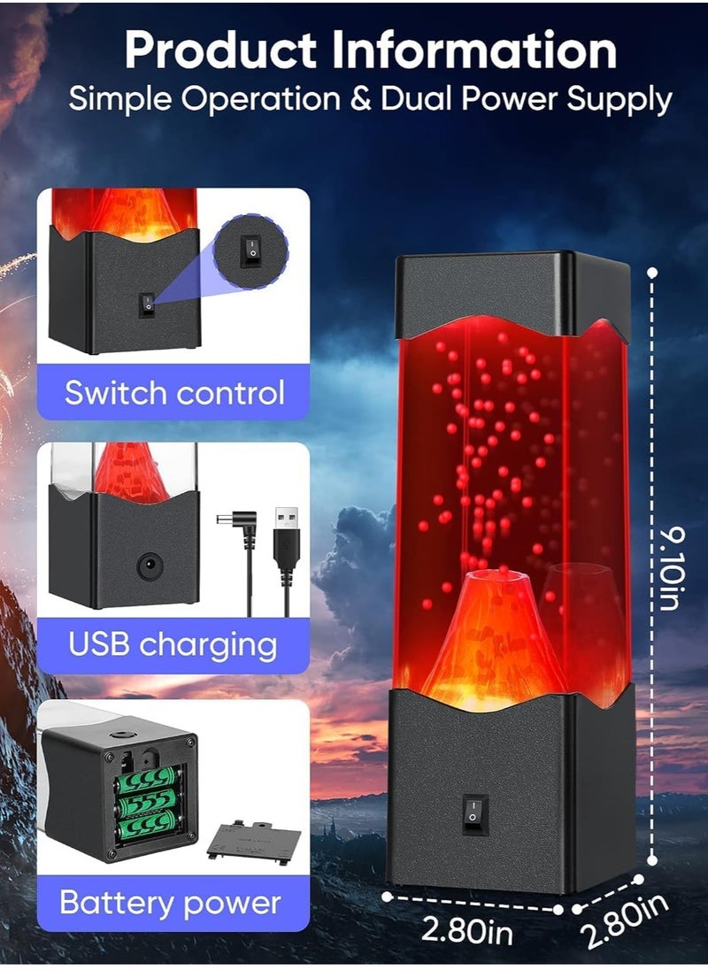 بلان A مصباح بركاني ليلي بتصميم عصري، يعمل بمنفذ USB أو بالبطاريات، يوفر إضاءة حمراء دافئة لإضفاء أجواء هادئة ومريحة، مثالي لغرف النوم والمكاتب وديكور المنزل، مناسب للأطفال والبالغين  - Image 5