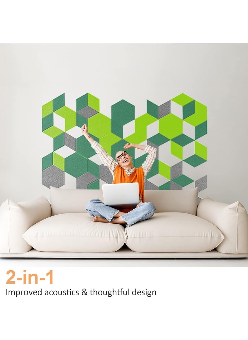 Jorunb - Hexagon Acoustic Panels Beveled Edge Sound Proof Foam Panels Self-adhesive,14" X 12" X 0.4" High-Density Sound Absorbing Panels Wall Tiles for Acoustic Treatment, Home Office 12 Pack - Gray - Image 1