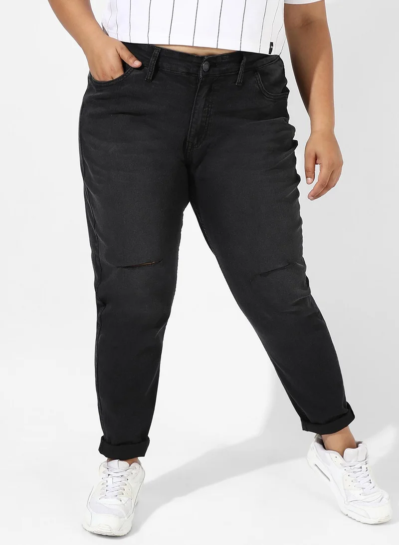 انستافاب بلس بنطال جينز دينم أسود داكن للنساء