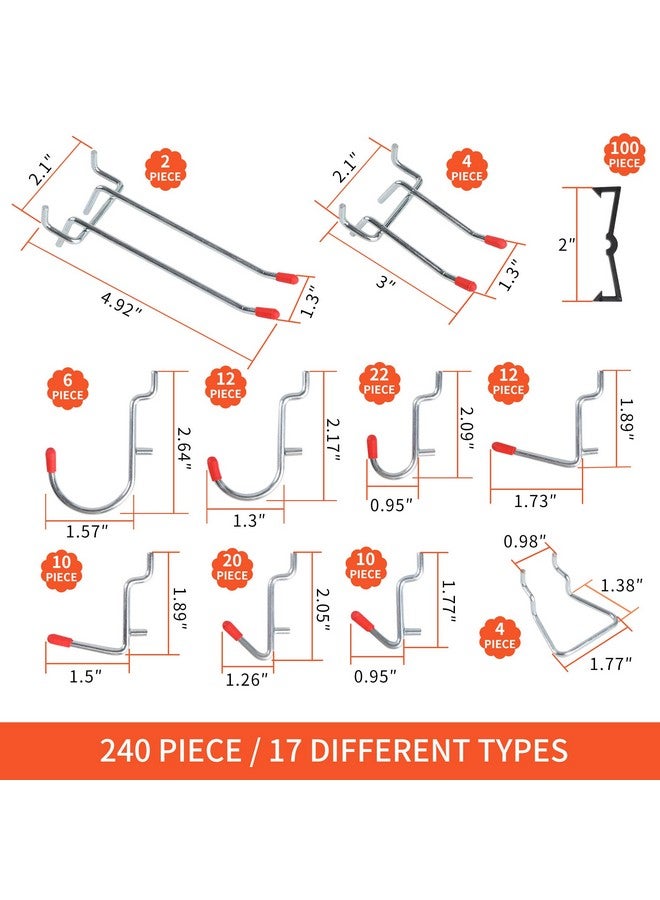 FALPRO 240PCS Pegboard Hooks Assortment, Pegboard Organizer Kit with Bins, Cups, 1/8 and 1/4 inch Hooks for Hanging Tools, Garage Wall Organization - Image 1