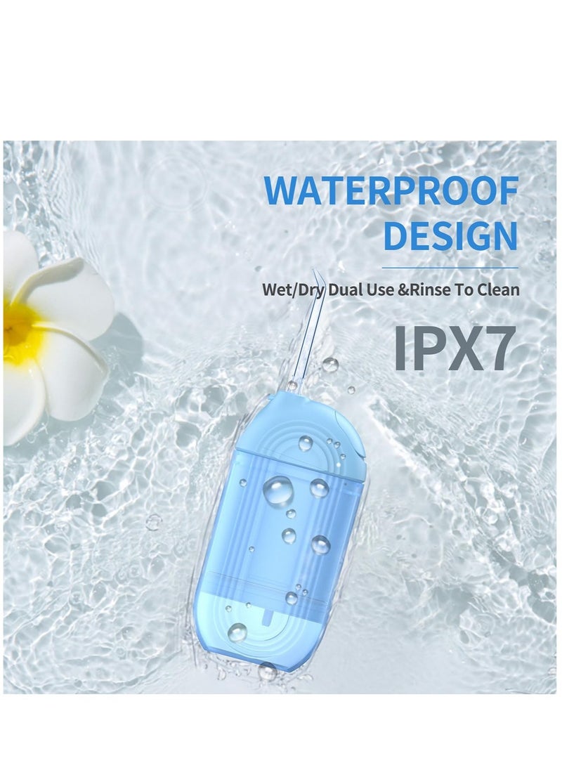 Excefore - Cordless Water Flosser Portable, Dental Oral Irrigator 3 Modes & Pull-Out Type Detachable Tank, 5 Tips & 1 Water Toothbrush,  Magnetic Suction Charging, Adjustable IPX7 Waterproof, Blue Dental Oral Ir - Image 1