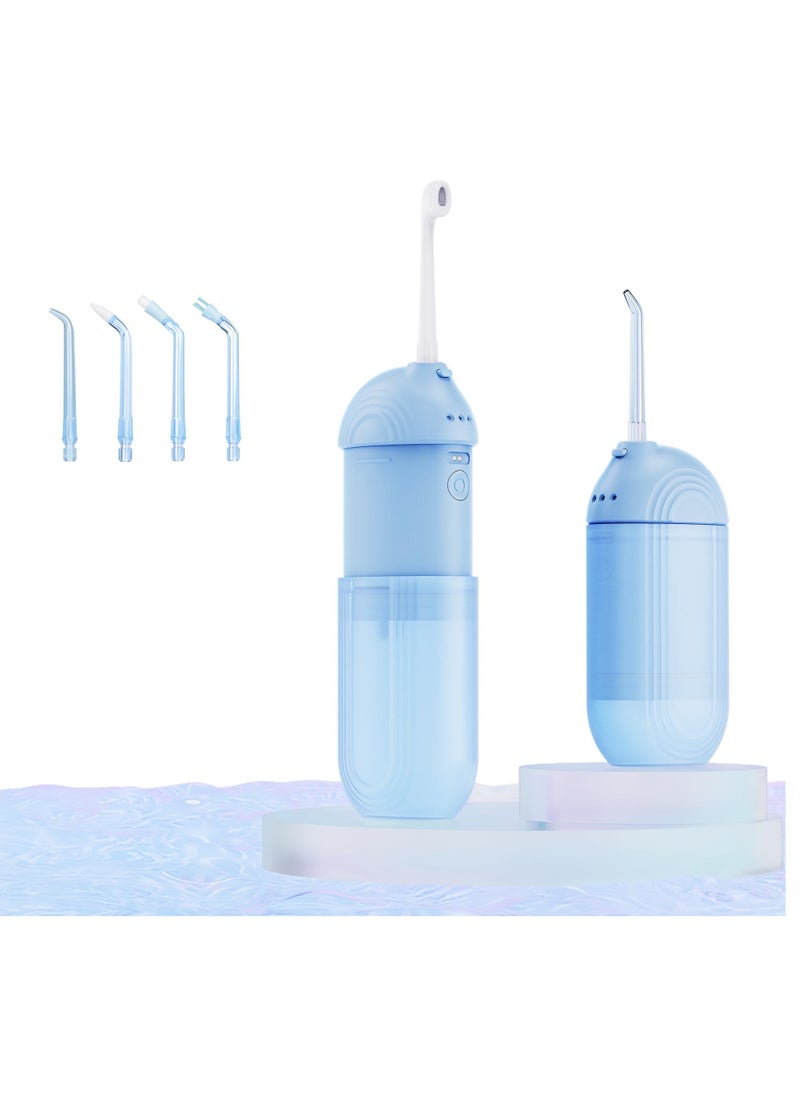 Excefore - Cordless Water Flosser Portable, Dental Oral Irrigator 3 Modes & Pull-Out Type Detachable Tank, 5 Tips & 1 Water Toothbrush,  Magnetic Suction Charging, Adjustable IPX7 Waterproof, Blue Dental Oral Ir - Image 1