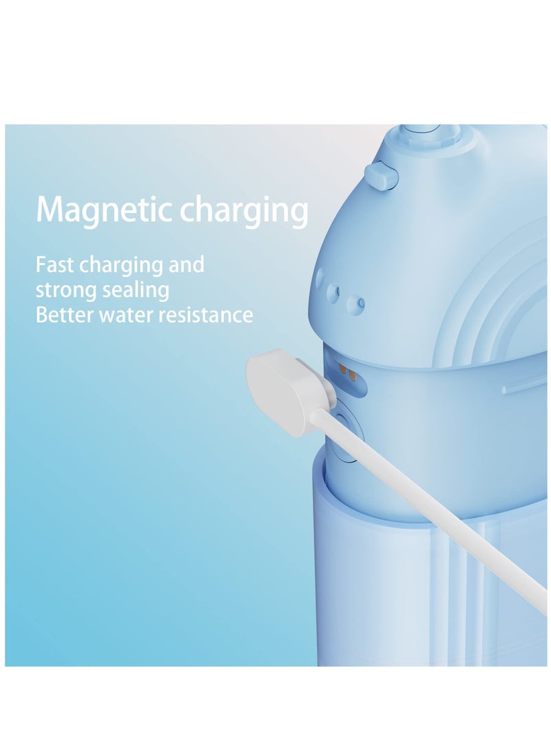 Excefore - Cordless Water Flosser Portable, Dental Oral Irrigator 3 Modes & Pull-Out Type Detachable Tank, 5 Tips & 1 Water Toothbrush,  Magnetic Suction Charging, Adjustable IPX7 Waterproof, Blue Dental Oral Ir - Image 1
