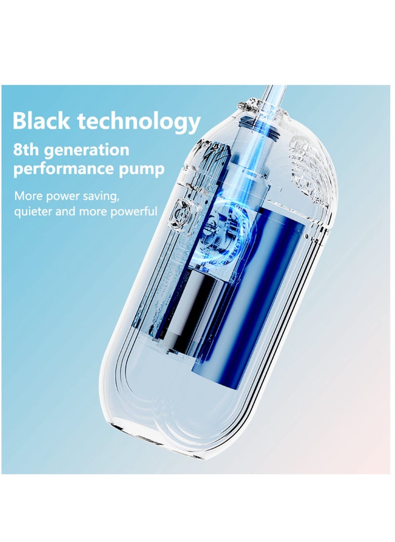 Excefore - Cordless Water Flosser Portable, Dental Oral Irrigator 3 Modes & Pull-Out Type Detachable Tank, 5 Tips & 1 Water Toothbrush,  Magnetic Suction Charging, Adjustable IPX7 Waterproof, Blue Dental Oral Ir - Image 1