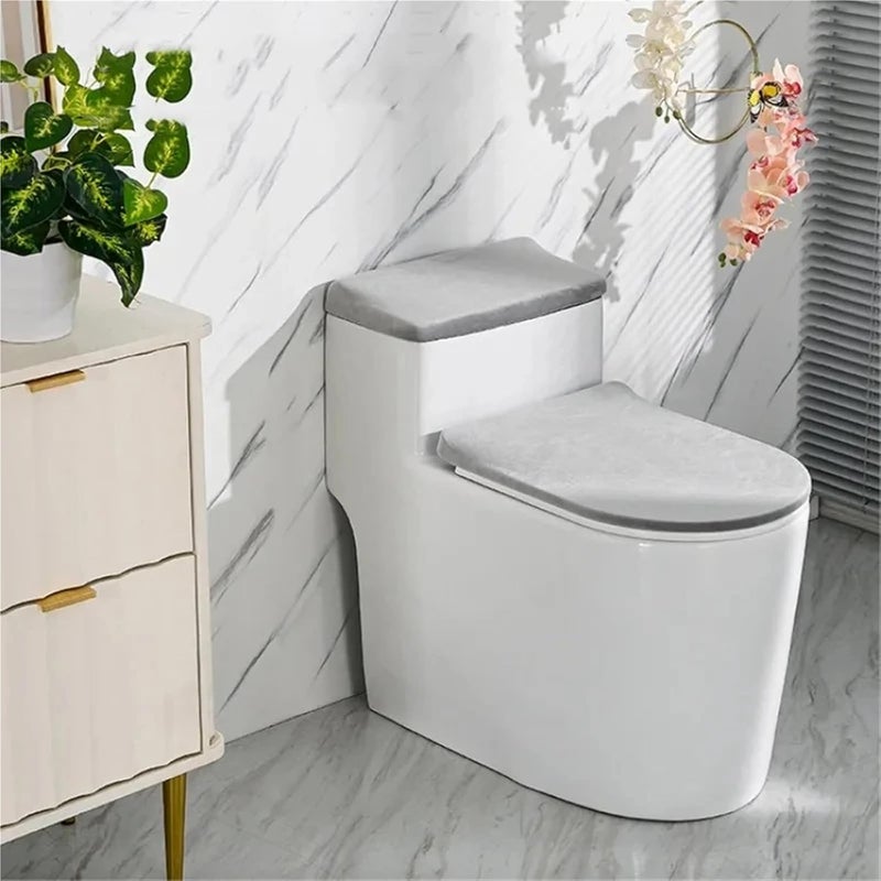 2sets Stretch Velvet Toilet Lid Cover and Tank Soft Thickened Washable Universal Cushion Home Hotel(J) - Image 3