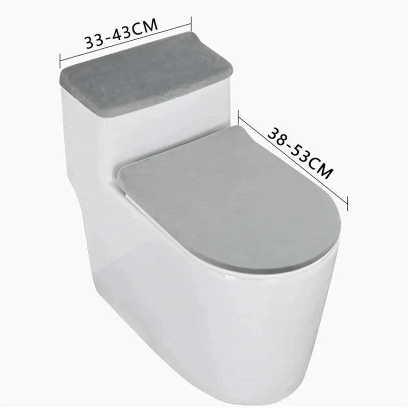 2sets Stretch Velvet Toilet Lid Cover and Tank Soft Thickened Washable Universal Cushion Home Hotel(J) - Image 2