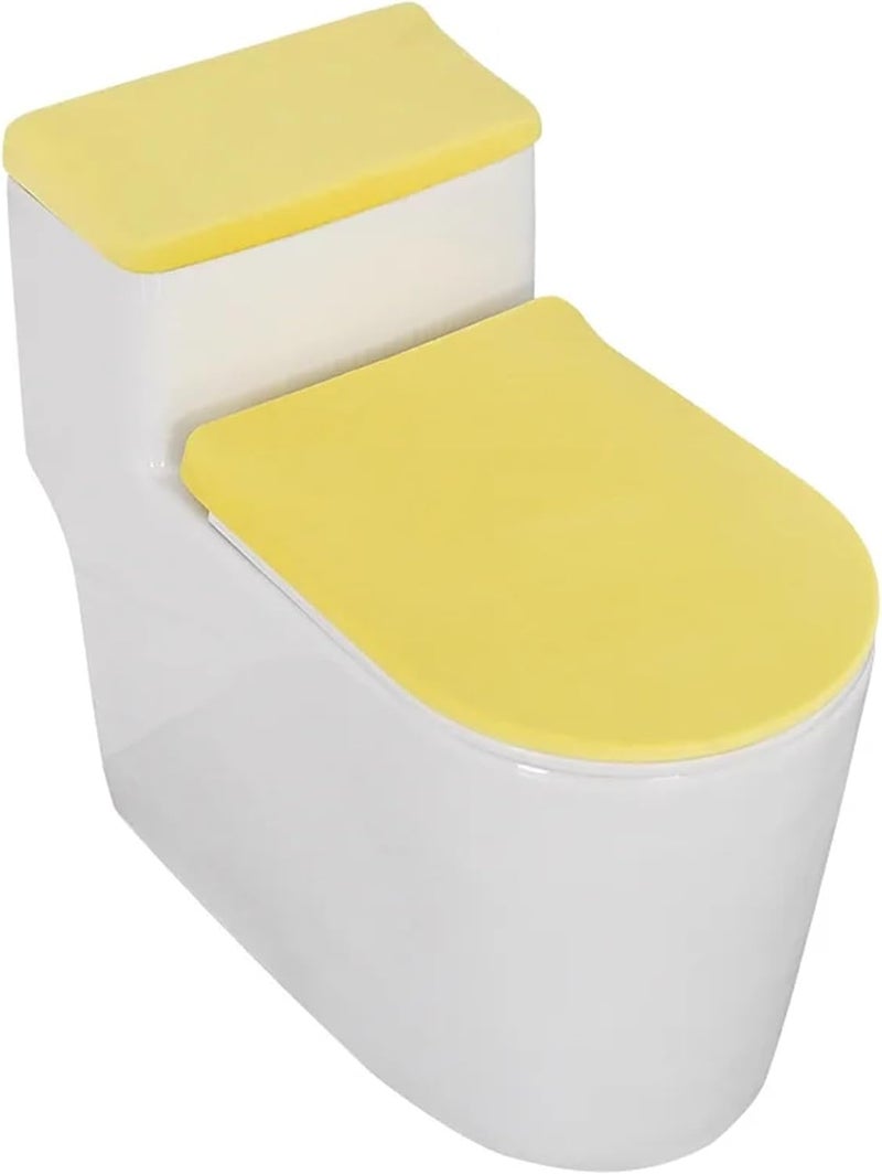 2sets Stretch Velvet Toilet Lid Cover and Tank Soft Thickened Washable Universal Cushion Home Hotel(J) - Image 1