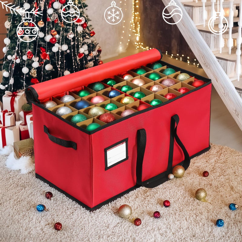 BIEBOS Christmas Decoration Organizer Ornament Holder Village Storage Chest Boxï¼ŒTree Keepers Ornament Ball Storageï¼ŒSantas Bags Storage - Image 2